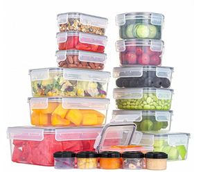 36 PCS Plastic Food Storage Containers with Lids, 1.4 Oz - 84.5 Oz, 100% BPA Free, Food Grade Materials, Dishwasher, Microwave and Freezer Friendly